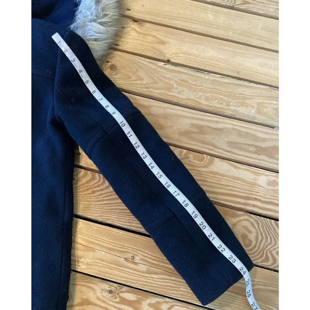 J Crew Hooded Stadium Cloth Nellogori Wool Coat Size 6 Women’s Black Full Zip - Picture 9 of 9